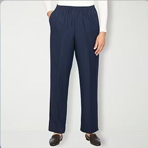 Alfred Dunner Classics Womens Mid Rise Straight Pull-On Pants Navy Size 16